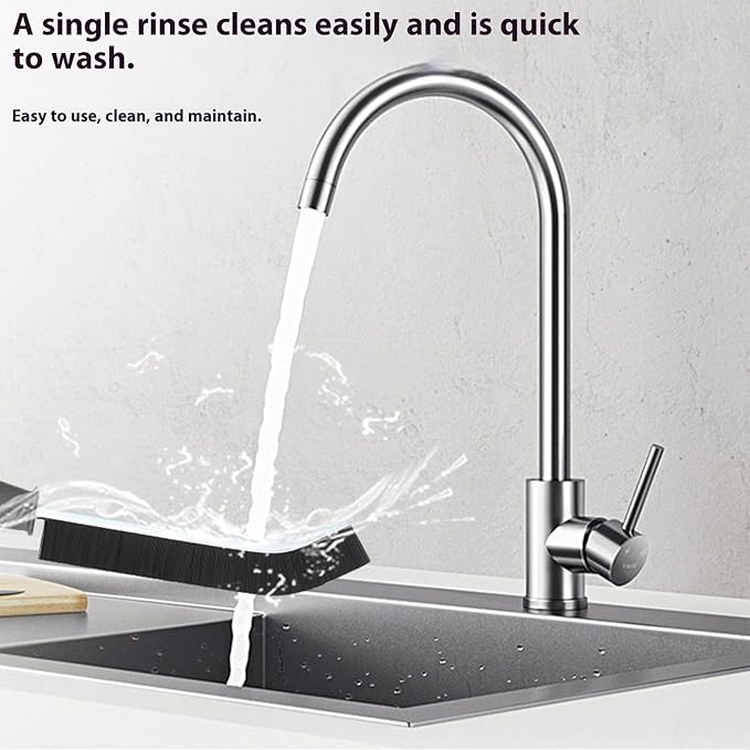 Ergonomic Handle Heavy Duty Scrub Brush for Stubborn Grime Grout Window Edges Sturdy Construction Long Handle Narrow Design Brush