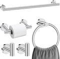 5 Pieces Polished Chrome Round Towel Bar Set Bathroom Hardware Accessories Set Upgraded Toilet Paper Holder Towel Racks Set for Bathroom Stainless Steel Wall Mounted 23.6 in
