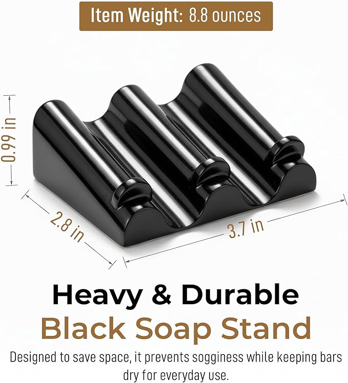DOXOLOGY Black Marble Soap Dish Bathroom Organizer - Resin Soap Dish with Rectangular Design 3.7" L x 2.8" W - Self Draining Soap Dishes Keeps Countertop Neat - Marble Look Soap Tray for Sink
