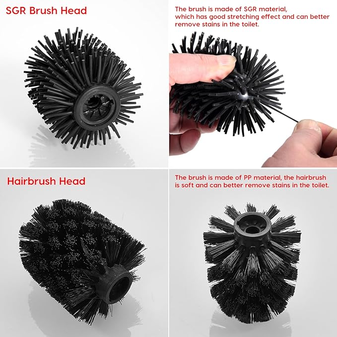 Toilet Bowl Brush Stainless Steel Gold Toilet Brush and HolderSet，Silicone + Bristle Dual-Head Toilet Brush Holder (Gold)