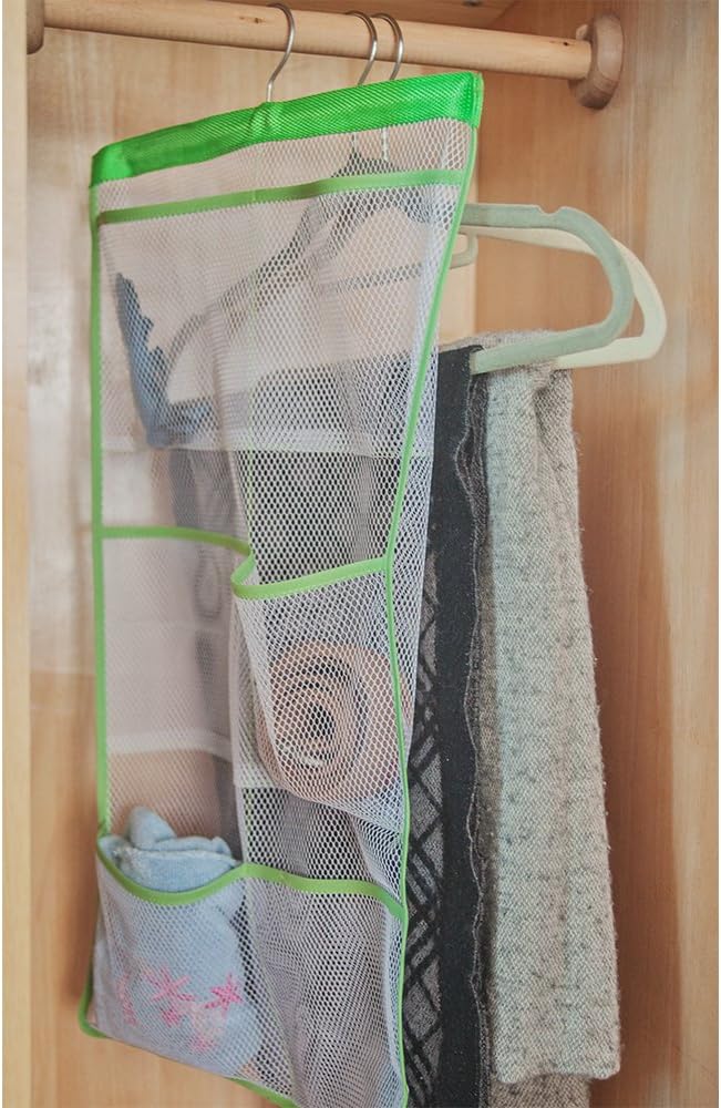 ALYER 6 Storage Pockets Hanging Mesh Shower Caddy,Space Saving Bathroom Accessories and Quick Dry Bath Organizer with Hanger,White