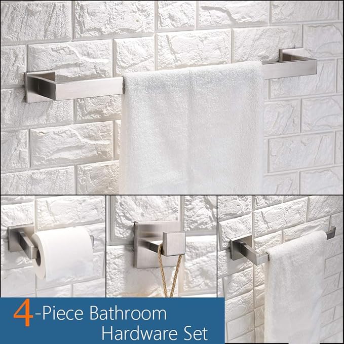 TURS 4 Pieces Bathroom Hardware Accessories Set Brushed Towel Holder Set,Wall Mounted,Premium Stainless Steel.Q7BRP4-40CM