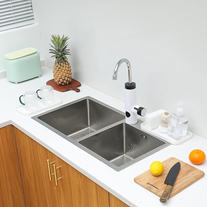 Silicone Kitchen Sink Organizer Tray for Multiple Usage,Eco-Friendly Sponges Holder for Kitchen Bathroom Counter or Sink,Dish Soap Dispenser,Scrubber,Bottle,Cup (White, 10"×5.3")