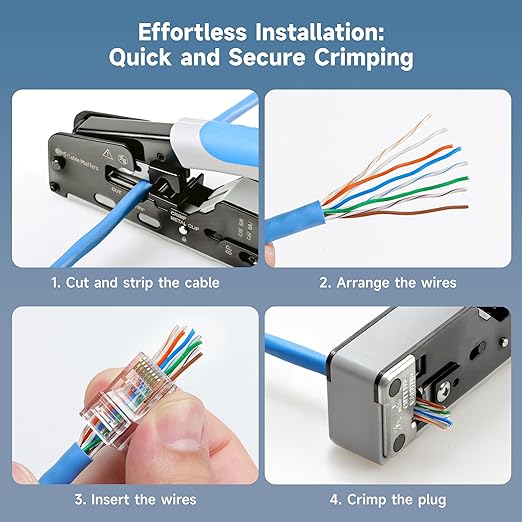 Cable Matters 50-Pack Cat 6 Pass Through RJ45 Connectors, 50µ Gold Plated (Cat 6 Ends / Cat6 Connector /RJ45 Modular Plugs/Ethernet Plugs/Network Connector) for Solid or Stranded UTP Ethernet Cable