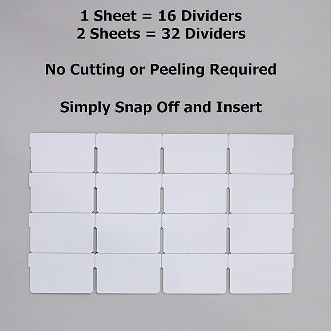 (32-Pack) Small Drawer Dividers compatible with Craft Cabinet and Hardware Storage Organizers, (Dividers Only)