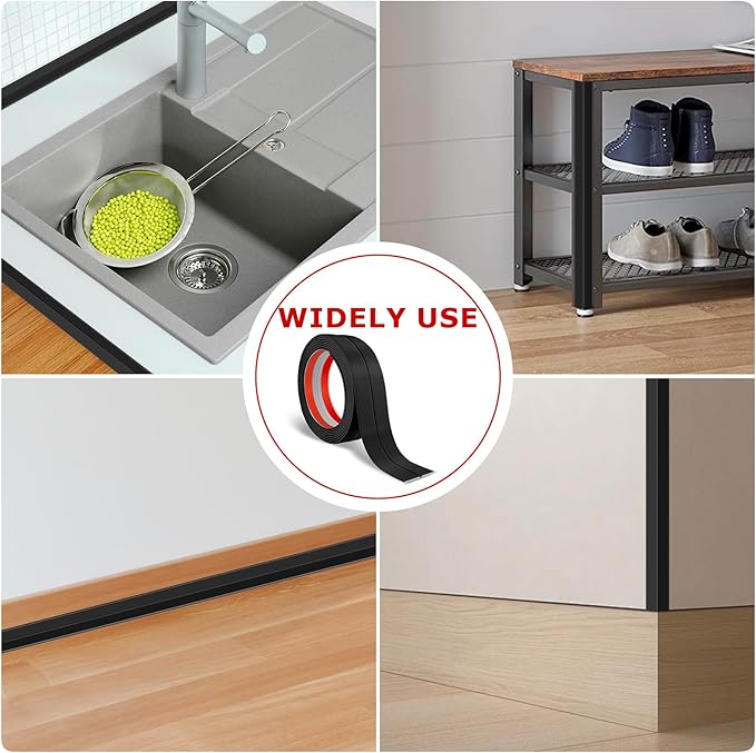 Flexible Wall Corner Protector Moulding Trim Peel and Stick Wall Corner Guards Edge Protector Self Adhesive Molding Trim Strip for Edge Ceiling (Black, 1.6 in x 40 Ft)