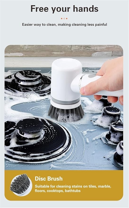AVFORA Household Electric Cleaning Brush Rechargeable Power Spin Scrubber with Multifunctional Replacement Heads Kitchen Cleaning Brush for Cleaning Tub,Tile, Sink, Floor, Window
