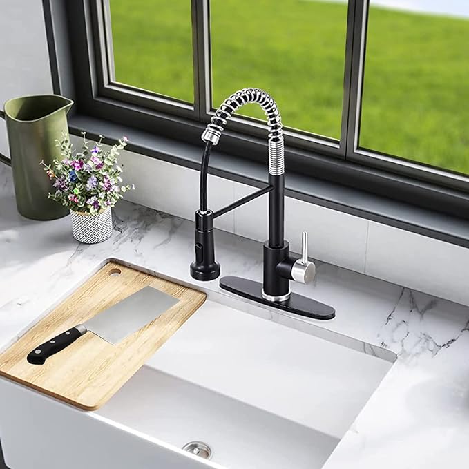 Faucet Deck Plate Matte Black 10 Inch for Bathroom or Kitchen Sink Faucet, Single Hole Faucet Hole Cover,Faucet Sink Escutcheon Plate Stainless Steel