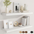Fun Memories 30 Inch Floating Shelves for Wall, 9 Inch Deep White Rustic Wood Wall Mounted Shelves for Bathroom, Bedroom, Living Room, Set of 2