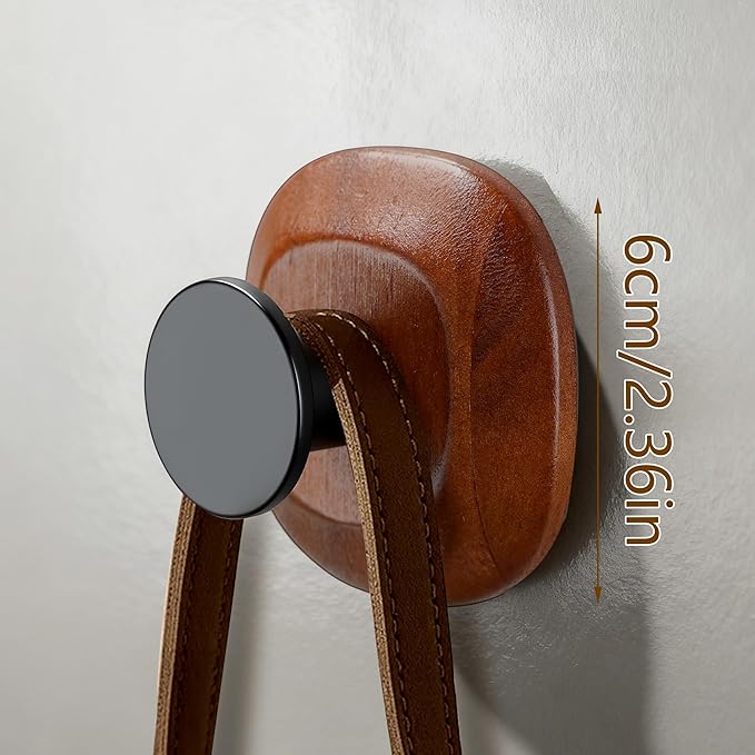 YIGII Wooden Suction Cup Hooks - Bathroom Towel Hooks Without Drilling, Reusable Suction Hooks for Hanging Coats, Bathrobes, and Bath Sponges, 4 Pack