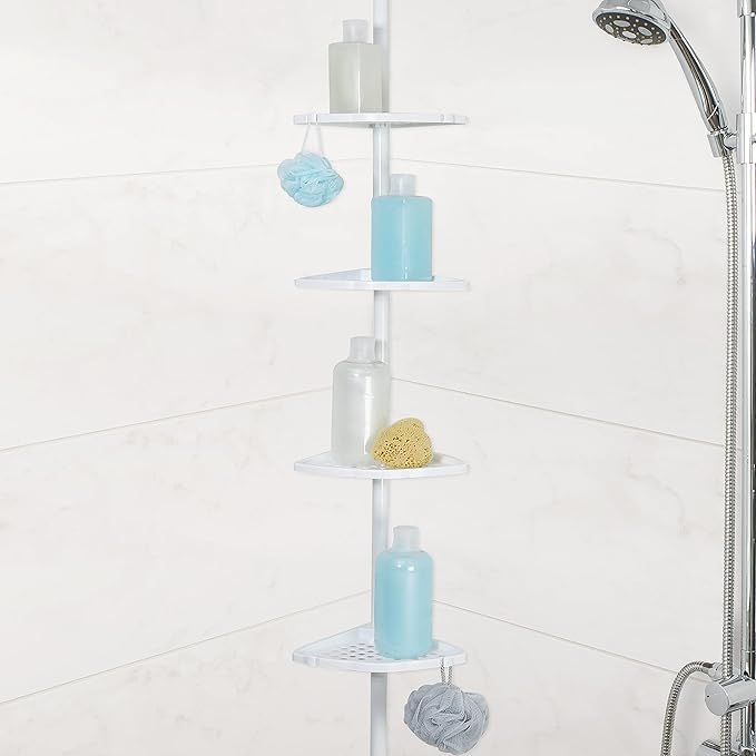 Better Living Products 70040 ULTI-MATE Rust Proof Aluminum Tension Shower Pole Caddy, No Size, White
