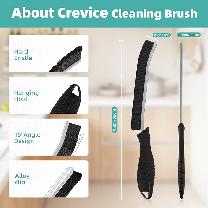 2 Pack Cleaning Brush, Grout Brush, Hard Bristle Crevice Cleaning Brush, Multifunctional Deep Cleaning Supplies for Swimming, Walls, Shower, Bathroom, Tile, Kitchen,Tub, Sink, Toilet (2, Grey)