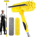 150'' Long Reach Window Squeegee with Telescoping Extension Pole, 2-in-1 Indoor/Outdoor Cleaning Tool with 270° Rotatable Head, Lightweight Alloy Aluminum Pole for Shower Door, Mirror, Car Windshield