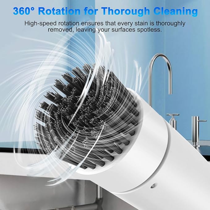 Electric Cleaning Brush, Cordless Spin Scrubber with 3 Repalceable Brush Head, for Cleaning Kitchen Stove, Sink, Dishes, Cups, Bottles, Floors, IPX7 Water Proof (2500mAh)