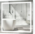 Krugg | Square 36 Inch X 36 Inch LED Bathroom Mirror | Lighted Vanity Mirror Includes Dimmer & Defogger | Wall Mount Vertical or Horizontal Installation
