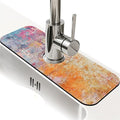 Kitchen Sink Splash Guard，Orange and pink graffiti Faucet Mat Sink Gadgets-Super Absorbent Fast Drying Mat Drip Catcher for Kitchen, Bathroom,Sink Mat, Dish Drying Mat, Bathroom(15" X 5.5" )