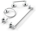 Ruacq Chrome 4pcs Bathroom Hardware Set-Toilet Paper Holder-Towel Ring -Towel Hooks for bathrooms-18 Inch Towel Bar Stainless Steel Wall Mounted, Bathroom Accessories Set