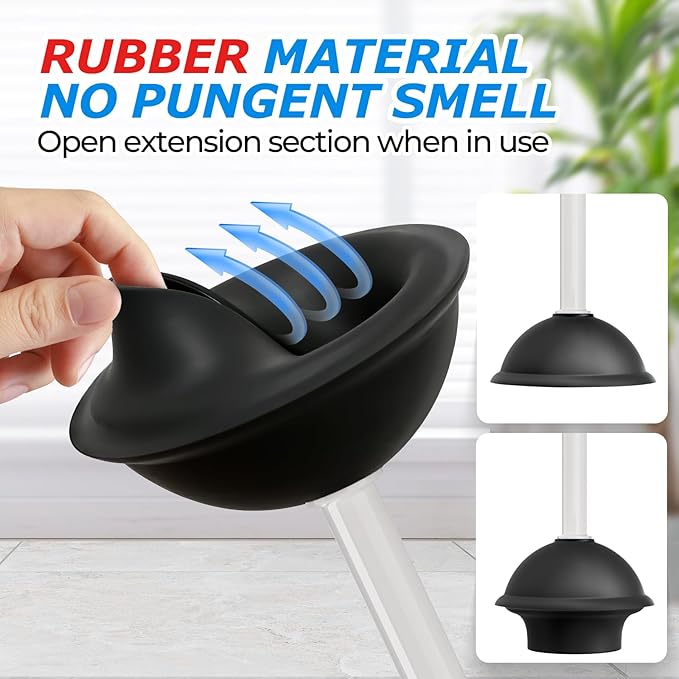 2 in 1 Toilet Plunger and Brush Set，Extended Handle Plunger，Toilet Bowl Brush Plunger Set,Bathroom Cleaning Tools ，Toilet Brush Plunger Combo，Cleaning Brush，Dark Gray