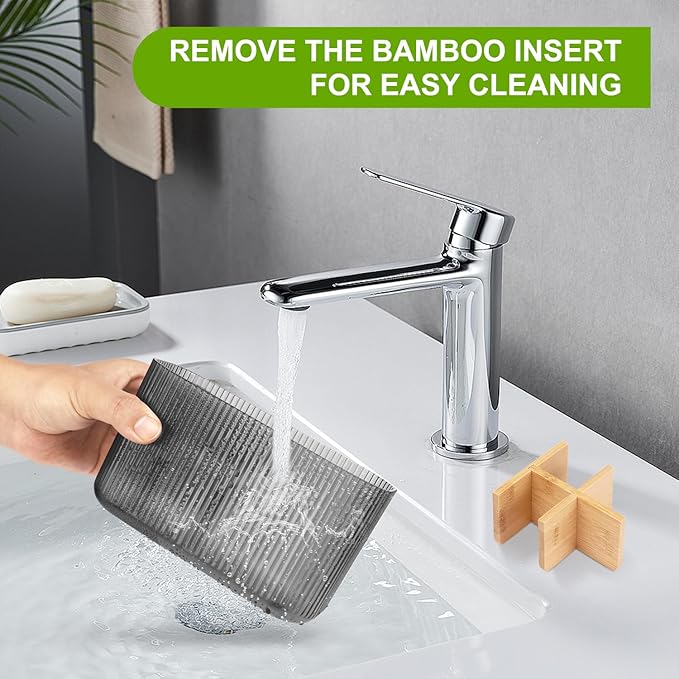 Black Bathroom Accessories - 5 Slots Toothbrush Holders for Bathrooms Sink Organizer Countertop Kids Bathroom Storage Caddy Decor
