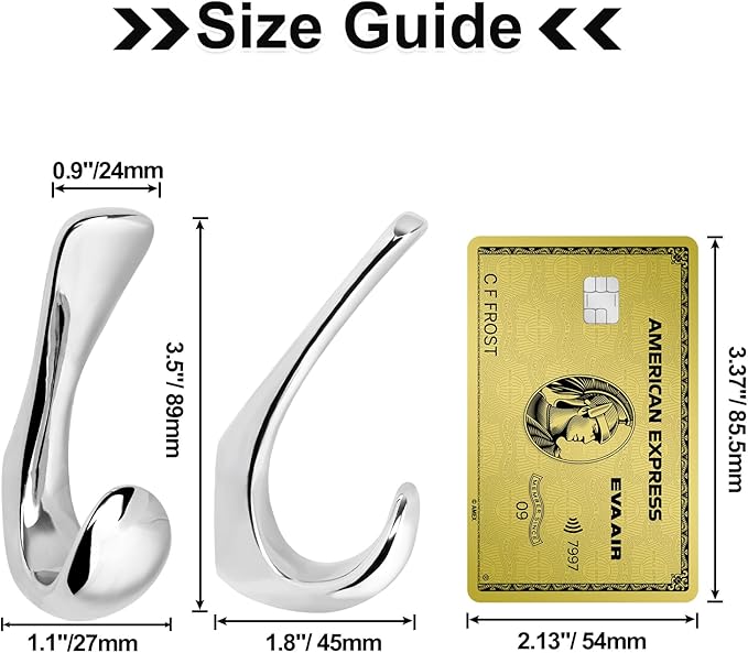 1 Pack Towel Hooks for Bathrooms Wall Mounted, Polished Chrome Bathroom Hooks for Towels, Robe & Towel Hook for Wall, Modern Bath Towel Hook