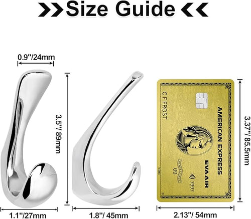 1 Pack Towel Hooks for Bathrooms Wall Mounted, Polished Chrome Bathroom Hooks for Towels, Robe & Towel Hook for Wall, Modern Bath Towel Hook