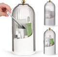 Dust Proof Toothbrush Holder, Rotating Toothbrush Holder 3 Slots with Sliding Lid Toothbrushes Organizer Tooth with Cover Brush Holders for Organizing and Storing Bathroom Countertop-Translucent Black