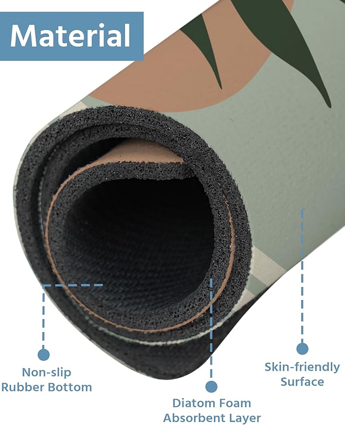 Patterned Sink Faucet Mat Kitchen Splash Guard Super Absorbent Drying Mat, Non-Slip Drain Pad for Kitchen Counter or Bathroom-24x5.5in
