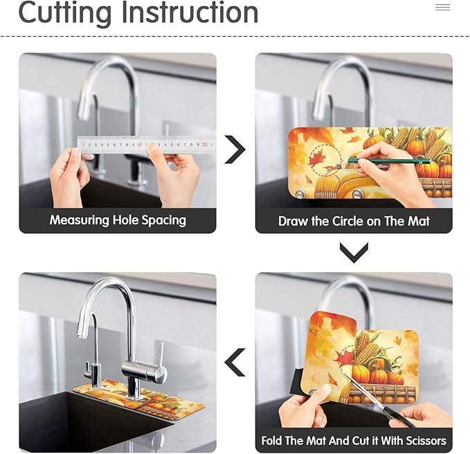Fall Thanksgiving Pumpkin Truck Kitchen Sink Splash Guard Faucet Mat Diatomite Absorbent Pad for Bathroom RV 30x5.4in 1PCS water