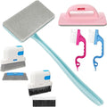 Chengu 8 Pcs Window Screen Cleaner & Track Cleaning Kit, Detachable Mesh Screen Cleaning Brushes Groove Brushes and Replacement Clean Cloths for Groove, Gaps, Sliding Door Track, Wet Dry Use