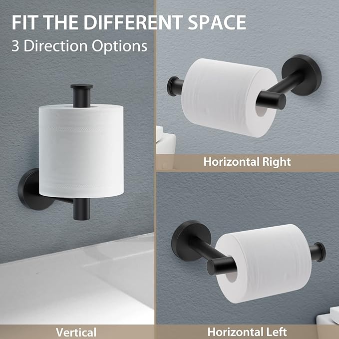 Toilet Paper Holder, Toilet Paper Roll Holder, Toilet Tissue Holder, Matte Black, Wall Mount, SUS304 Stainless Steel,Upgraded Size, Rustproof, for Bathroom/Washroom/Kitchen/RV/Camper
