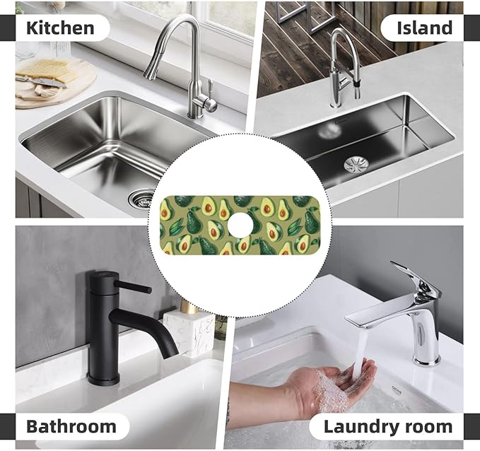 Faucet Draining Mat For Kitchen Sink, Green Avocado Diatom Mud Absorbent Drain Pad For Bathroom Kitchen Sink Splash Guard Drying Mat