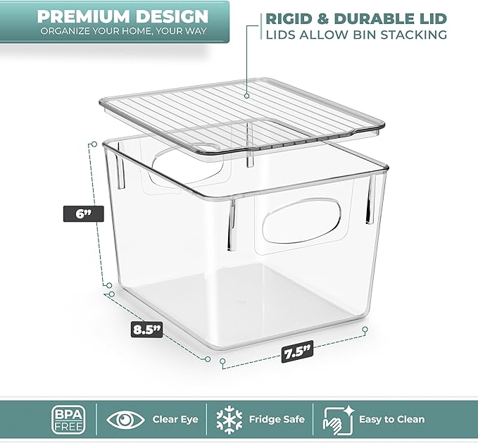 Sorbus Medium Clear Plastic Storage Bins with Lids, Clear Stackable Storage Bins, Laundry Room Organizer Bins, Office, Classroom, Playroom, Bathroom, Laundry Room Organization and Storage (8 Pack)