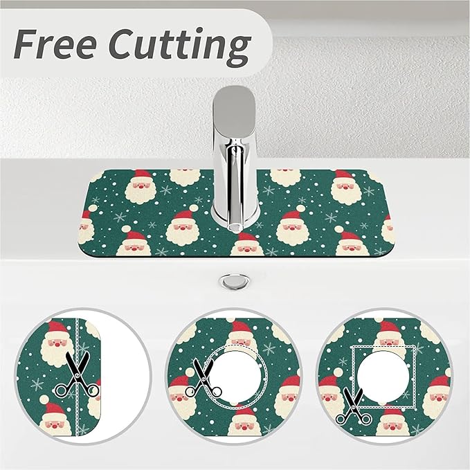 Faucet Draining Mat For Kitchen Sink, Christmas Diatom Mud Absorbent Drain Pad For Bathroom Kitchen Sink Splash Guard Drying Mat