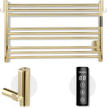 K&KALONZO Towel Warmer for Bathroom, Wall-Mounted 9-Bar Heated Towel Rack with Built-in Timer, Waterproof Electric Towel Heater, Support Plug-in and Hardwired, Polished Gold, EL13M