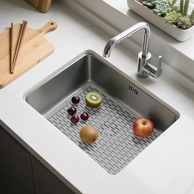 Yolife 2 Pack Kitchen Sink Mats,15.8inch x 12inch PVC Sink Protector Mat for Stainless Steel, Sink Drainer Mat Dish Drying Mat Protector Prevents Scratches,Dishes and Glassware