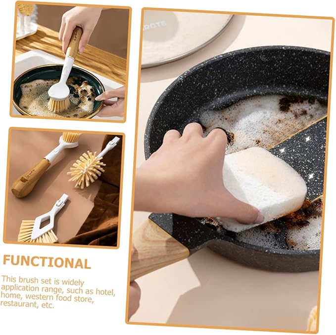 OUNONA 1Set Multifunctional Dish Scrubbing Brush with Ergonomic Handle Kitchen Cleaning Tool for Cookware Dishes and Hard to Reach Spaces Lightweight and Easy to Use Great
