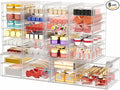Makeup Organizer Storage with 30 Drawers, 6 Pcs Desktop Office Supplies, Desk Organizers, Clear Accessories, Dustproof Drawer and for Make Up, Jewelry, Pen, Stationary
