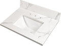 MSI Calacatta Nowy Vanity Top with Under Mount Rectangle Ceramic Sinks, Engineered Marble Stone, 4" CC Faucet Holes, 37"X22"