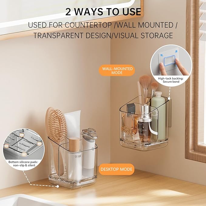 Electric Toothbrush Holder，Toothbrush and Toothpaste Holder for Bathroom,3 Slots Toothbrush Organizer with Adjustable Dividers for Bathroom/Kitchen/Office/Kids