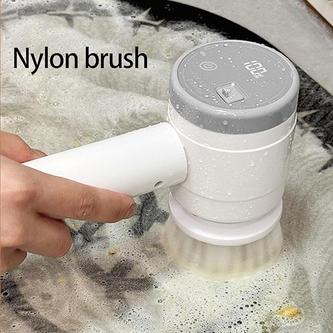 1. USB Rechargeable Electric Scrubber Brush with 3 Water Heads for Stubborn on Tiles Bathtubs Kitchen Surfaces Electric Brush