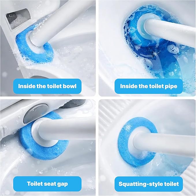 CiLoN Wall-Mounted Disposable Toilet Brush Kit and Sponge Head Refills. (24pcs Refill Heads)