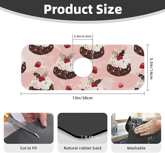 Faucet Draining Mat For Kitchen Sink, Cream Puddings Diatom Mud Absorbent Drain Pad For Bathroom Kitchen Sink Splash Guard Drying Mat