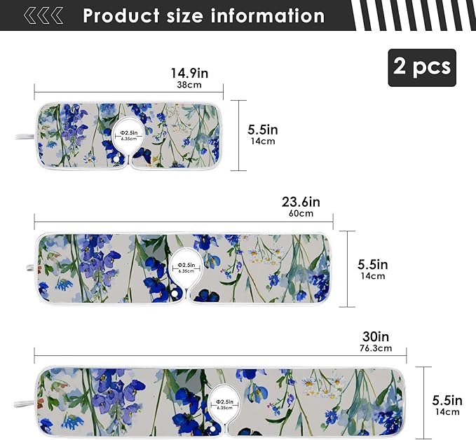 Sink Faucet Absorbing Mat Kitchen Sink Splash Guard Splash Faucet Drip Catcher for Bar RV Bathroom 2PCS 30x5.5in Dark Bluebonnet Cornflower