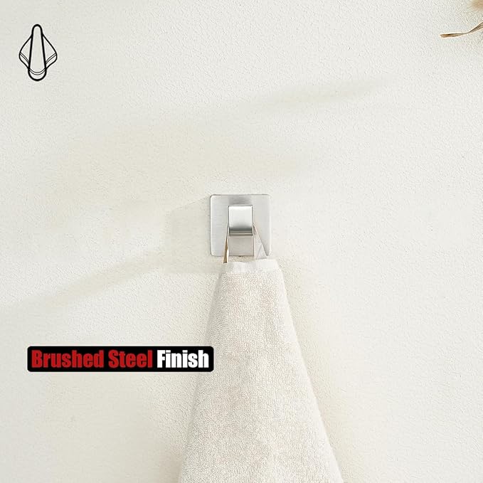 JQK Bathroom Towel Hook Brushed, Coat Robe Clothes Bath Wall Hooks for Kitchen Garage SUS 304 Stainless Steel Thick 0.8mm, 2 Pack Brushed Steel, TH250-BN-P2