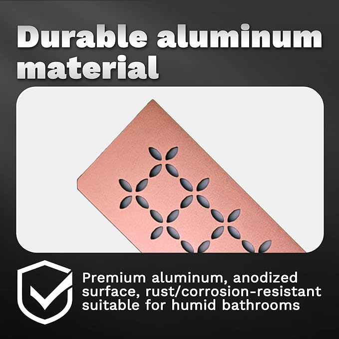 12 Inch Frosted Champagne Golden Aluminum Material Shower Niche Shelf Rectangular Bathroom Niche Shelf with Floral Design Fits Prefabricated Tile Niches 1 Pack
