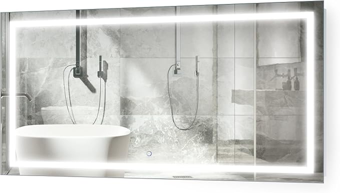 Krugg | Large 54 Inch X 24 Inch LED Bathroom Mirror | Lighted Vanity Mirror Includes Dimmer & Defogger | Wall Mount Vertical or Horizontal Installation