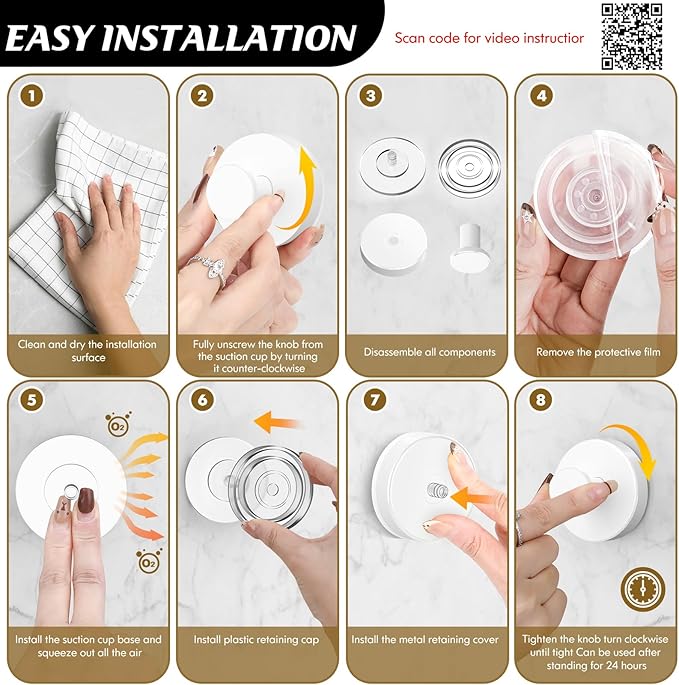 Suction Cup Hooks for Shower,Removable Shower Towel Suction Hooks for Bathroom Wall,Kitchen,Glass,Mirror,Tile to Hang Robes,Loofah-White(4-Pack)