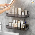 CGBE 2-Pack Acrylic Shower Shelves, Large Capacity Adhesive Shower Shelf, No Drilling Adhesive Bathroom Shelf with Drain Holes,Clear Wall Mount Organizer for Bathroom Storage