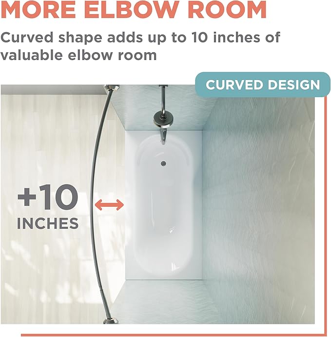 Zenna Home Rustproof Curved Shower Curtain Rod, No Drill Tension or Permanent Mount Adjustable Curved Shower Rod for Bathroom, Easy Install, Rounded for Extra Room, 50 to 72 Inches, Brushed Nickel