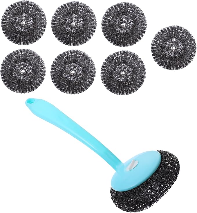 Gatuida 1set Stainless Steel Pot Cleaning Brush Dish Washing Brush Reusable Grout